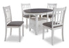 Dena 5pc Dining Set with Table & Chairs, 42-60\"W Extension, Round  - Dove Grey