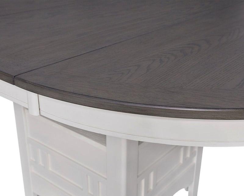 Dena 5pc Dining Set with Table & Chairs, 42-60\"W Extension, Round  - Dove Grey