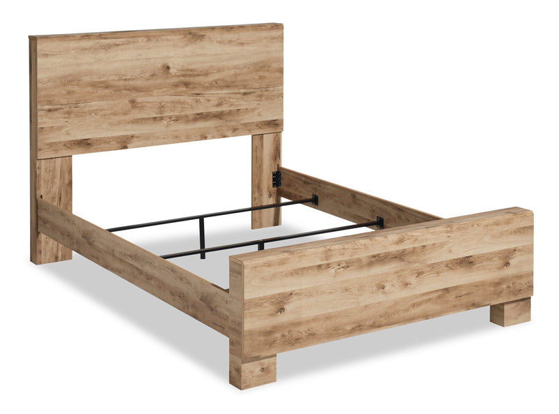Derekson Panel Bed with Headboard & Frame, Natural - King Size