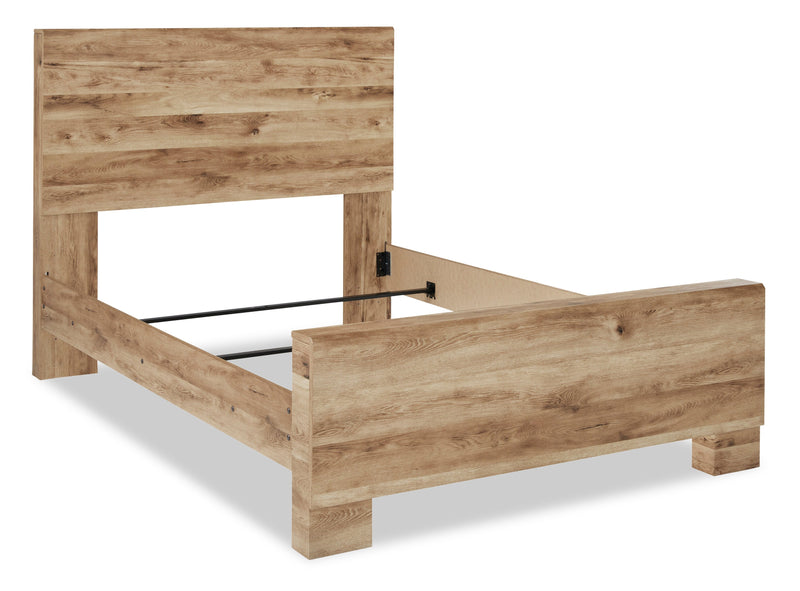Derekson Panel Bed with Headboard & Frame, Natural - Queen Size