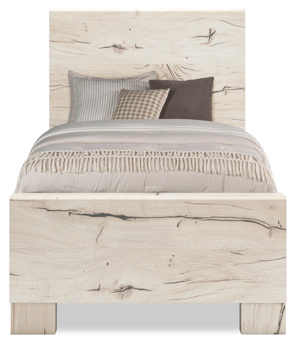 Derekson Panel Bed with Headboard & Frame for Kids, Rustic White - Twin Size