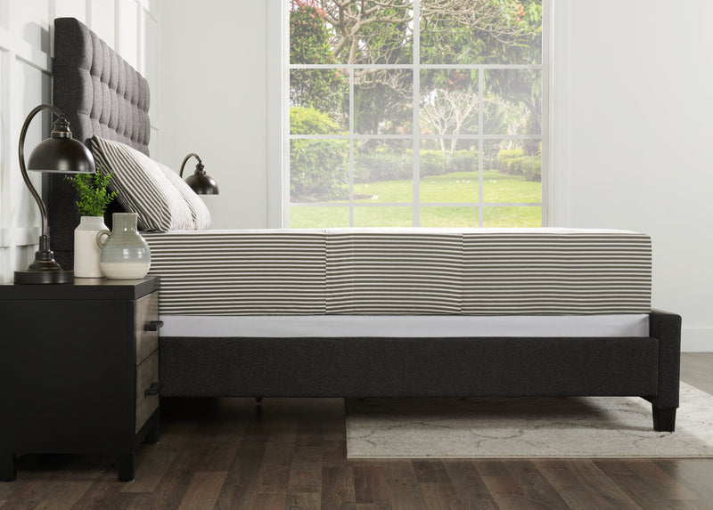 Striped 4-Piece Full Cotton Sheet Set - Dark Grey