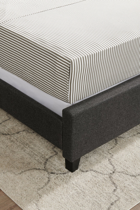 Striped 4-Piece King Cotton Sheet Set - Dark Grey