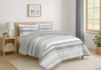 Dodger 3-Piece Queen Comforter Set – Grey and White  