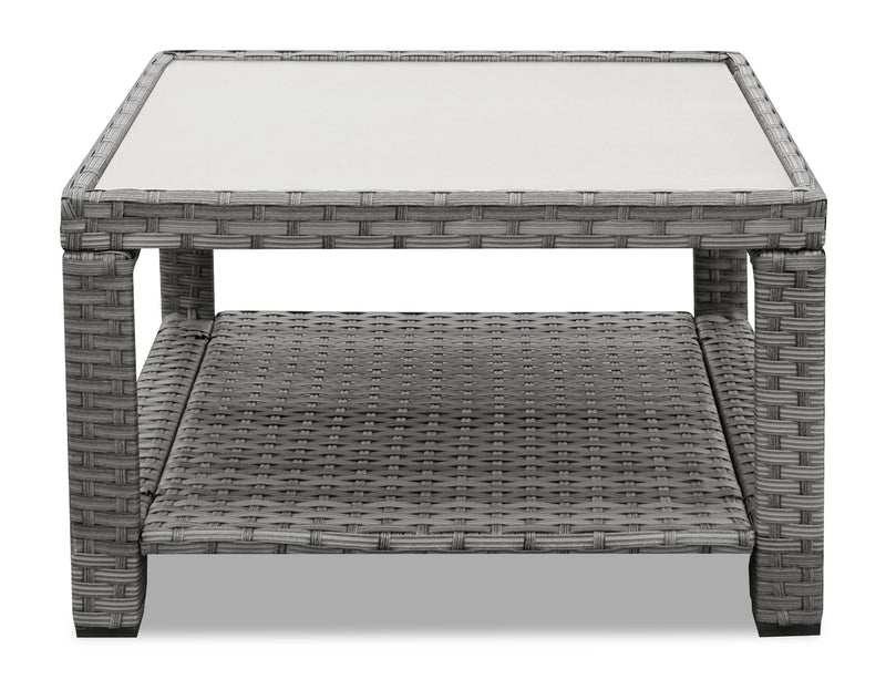 Dominica 4-Piece Outdoor Patio Set with 2 Loveseats, Storage End Table & Glass Top Coffee Table - Hand-Woven Resin Wicker, UV & Weather Resistant - Grey