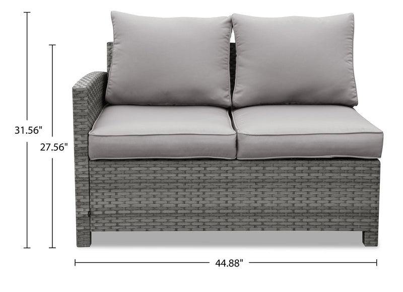 Dominica 4-Piece Outdoor Patio Set with 2 Loveseats, Storage End Table & Glass Top Coffee Table - Hand-Woven Resin Wicker, UV & Weather Resistant - Grey