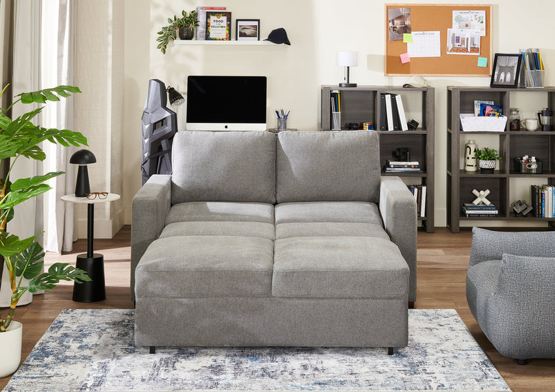 Drift 66.5\" Linen-Look Fabric Sleeper Sofa with Track Arms - Grey