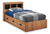 ["Driftwood Mates Bed with Bookcase Headboard Set for Kids, Brown - Twin Size"]