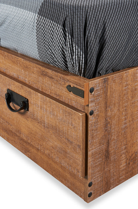 Driftwood Mates Bed with Bookcase Headboard Set for Kids, Brown - Twin Size