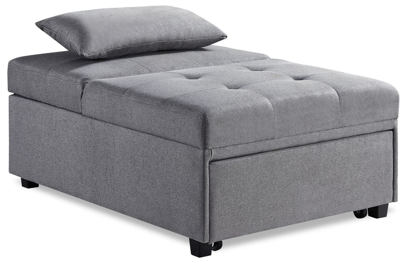 Dune 43.75\" Fabric Convertible Sleeper Chair with Tufted Cushions - Grey