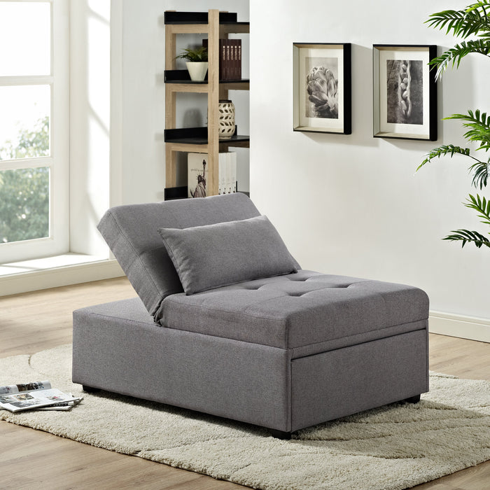 Dune 43.75\" Fabric Convertible Sleeper Chair with Tufted Cushions - Grey