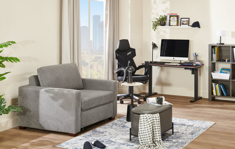 Dusk 52\" Linen-Look Fabric Sleeper Chair with Track Arms - Grey