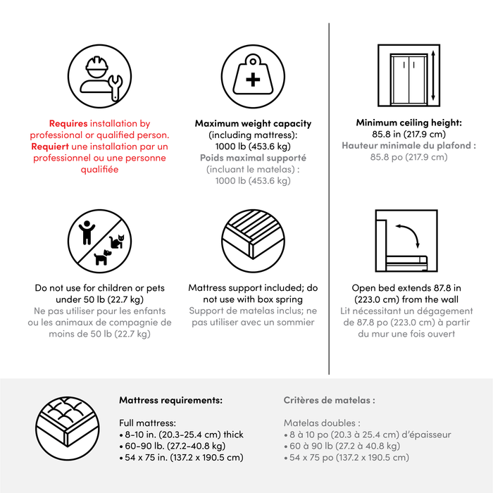 Bestar Avalon Full Murphy Bed & Storage Cabinet with Pull-Out Shelf (81 W)