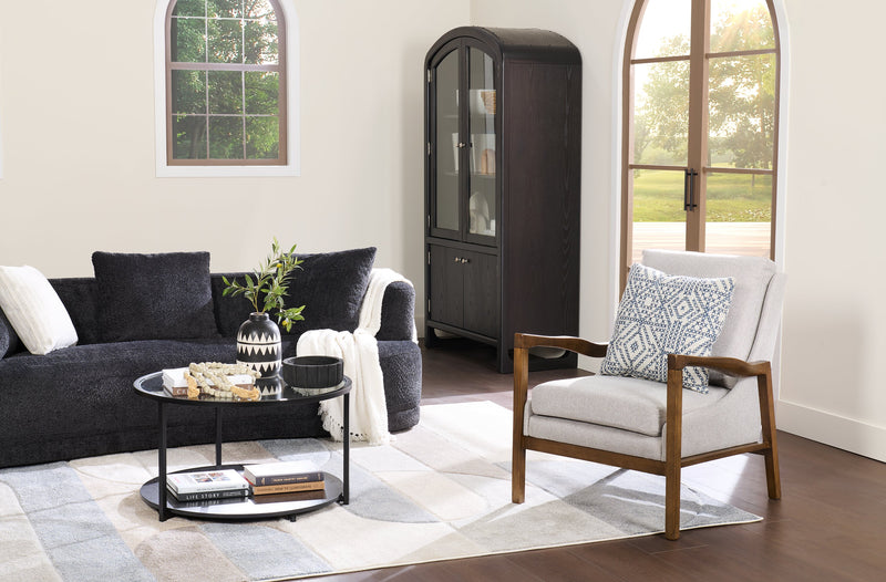 Echo 27.95\" Fabric Accent Chair with Wood Arms and Legs - Beige