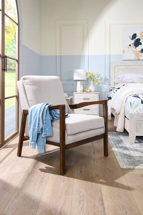 Echo 27.95\" Fabric Accent Chair with Wood Arms and Legs - Beige