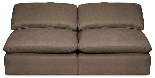 Eclipse Modular 5-Piece Linen-Look Fabric Sectional with Ottoman and Reversible Feather Down Cushions - Slate Grey