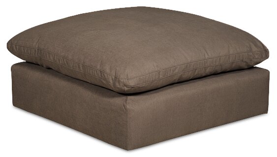 Eclipse Modular 5-Piece Linen-Look Fabric Sectional with Ottoman and Reversible Feather Down Cushions - Slate Grey