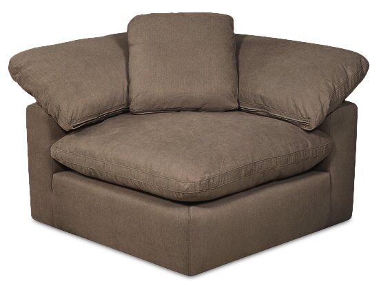 Eclipse Modular 5-Piece Linen-Look Fabric Sectional with Ottoman and Reversible Feather Down Cushions - Slate Grey