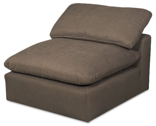 Eclipse Modular 5-Piece Linen-Look Fabric Sectional with Ottoman and Reversible Feather Down Cushions - Slate Grey