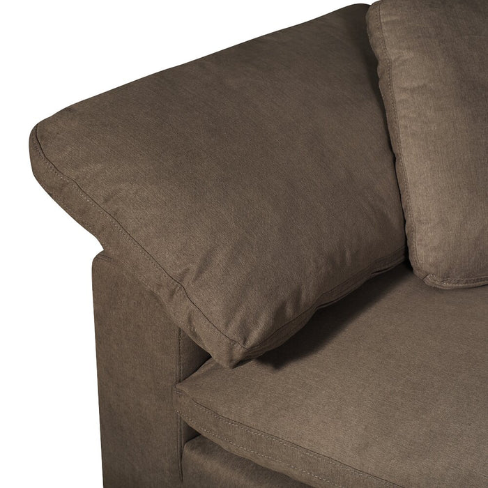 Eclipse Modular 5-Piece Linen-Look Fabric Sectional with Ottoman and Reversible Feather Down Cushions - Slate Grey