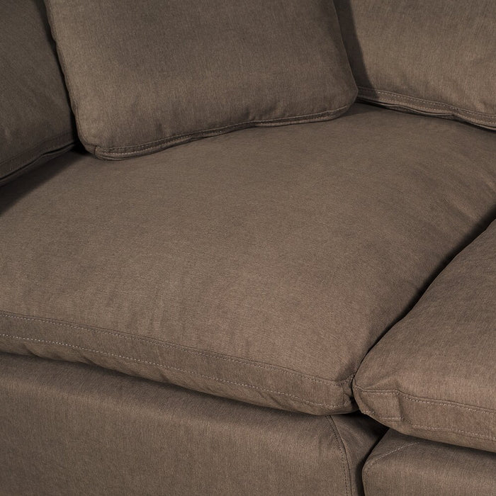 Eclipse Modular 5-Piece Linen-Look Fabric Sectional with Ottoman and Reversible Feather Down Cushions - Slate Grey