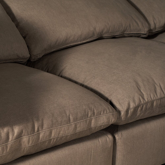 Eclipse Modular 5-Piece Linen-Look Fabric Sectional with Ottoman and Reversible Feather Down Cushions - Slate Grey