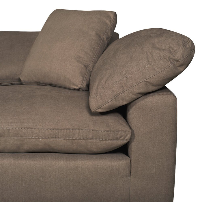 Eclipse Modular 5-Piece Linen-Look Fabric Sectional with Ottoman and Reversible Feather Down Cushions - Slate Grey