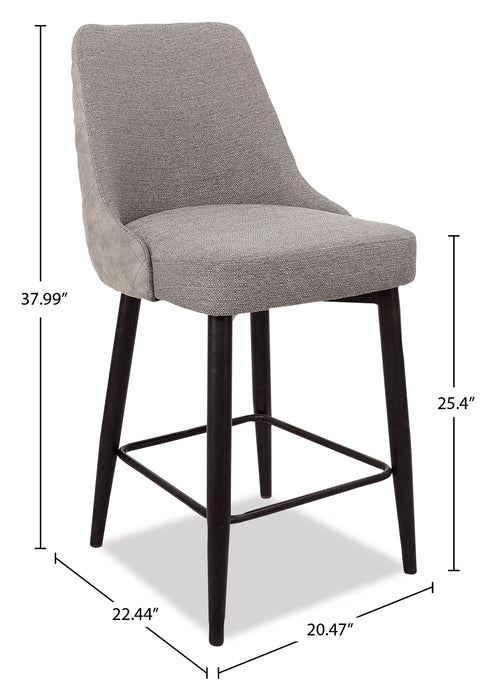 Eden Counter-Height Stool with Linen-Look Fabric, 25\"H, Metal - Grey