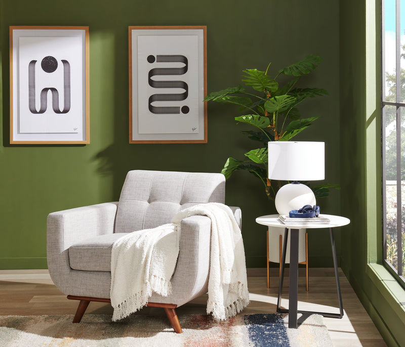 Kort & Co. Elara 18\" White Pewter Ceramic Table Lamp