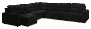 Scott Living Elevate Modular 7-Piece Left-Facing Chenille Fabric Power Sliding Sectional with Storage - Ebony