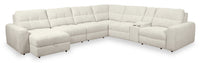 Scott Living Elevate Modular 7-Piece Left-Facing Chenille Fabric Power Sliding Sectional with Storage - Beige 
