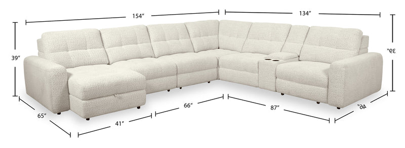 Scott Living Elevate Modular 7-Piece Left-Facing Chenille Fabric Power Sliding Sectional with Storage - Beige