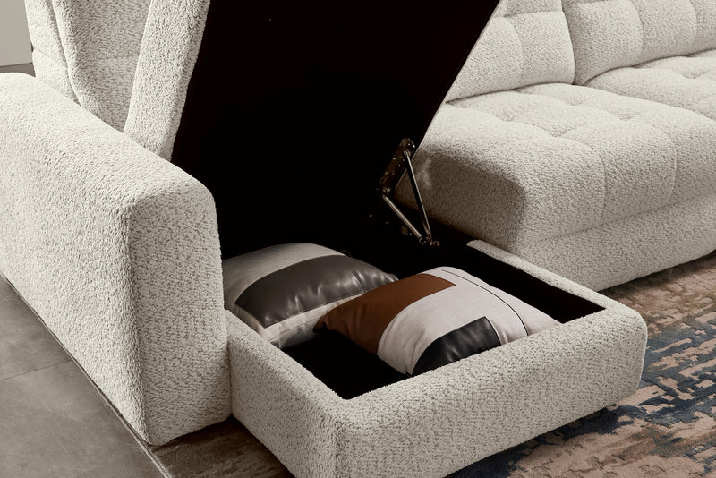 Scott Living Elevate Modular 7-Piece Left-Facing Chenille Fabric Power Sliding Sectional with Storage - Beige