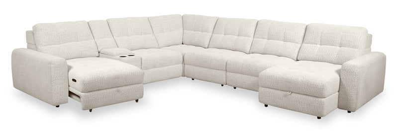 Scott Living Elevate Modular 7-Piece Right-Facing Chenille Fabric Power Sliding Sectional with Storage - Beige