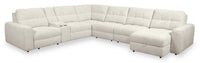 Scott Living Elevate Modular 7-Piece Right-Facing Chenille Fabric Power Sliding Sectional with Storage - Beige 