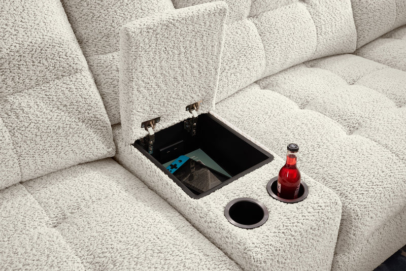 Scott Living Elevate Modular 7-Piece Right-Facing Chenille Fabric Power Sliding Sectional with Storage - Beige