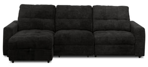 Scott Living Elevate Modular 3-Piece Left-Facing Chenille Fabric Power Reclining and Sliding Sectional - Ebony