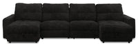 Scott Living Elevate Modular 4-Piece Chenille Fabric Power Sliding Sectional with Two Storage Chaises - Ebony 