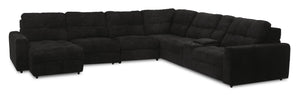 Scott Living Elevate Modular 7-Piece Left-Facing Chenille Fabric Power Reclining and Sliding Sectional - Ebony