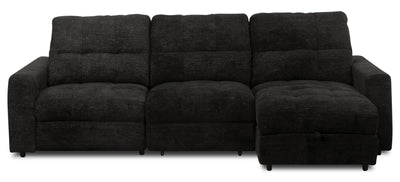 Scott Living Elevate Modular 3-Piece Right-Facing Chenille Fabric Power Sliding Sectional - Ebony | Sofa sectionnel modulaire à coulissement électrique de droite Elevate de Scott Living 3 pièces en tissu de chenille - Ebony