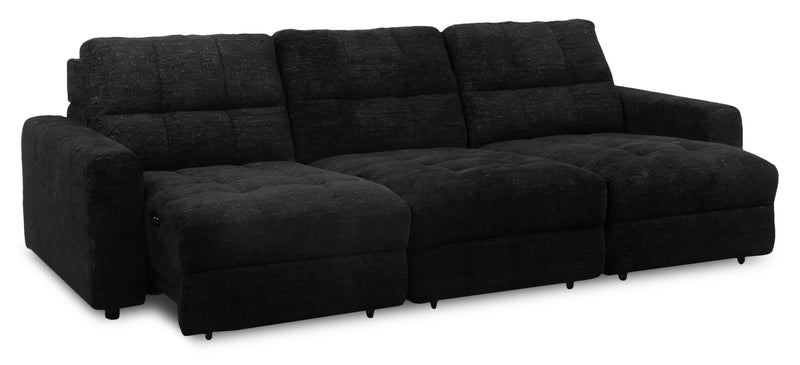 Scott Living Elevate Modular 115\" Chenille Fabric Sofa with Power Sliding - Ebony