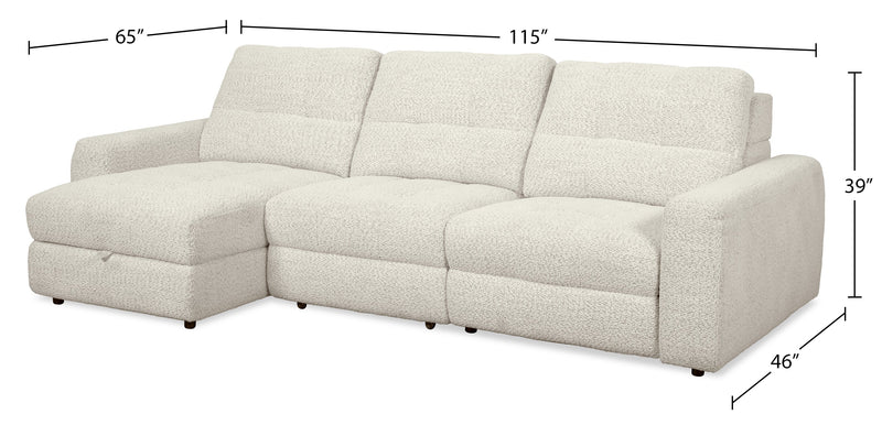 Scott Living Elevate Modular 3-Piece Left-Facing Chenille Fabric Power Reclining Sectional – Beige