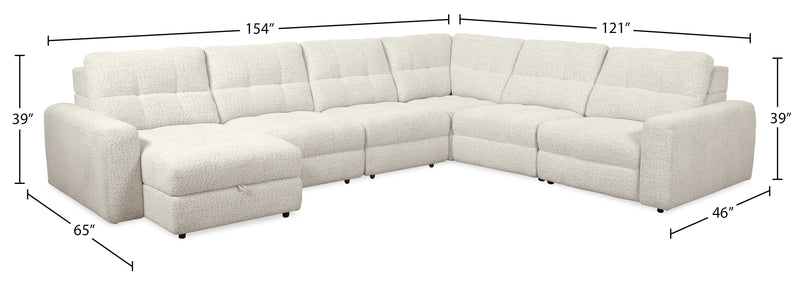 Scott Living Elevate Modular 6-Piece Left-Facing Chenille Fabric Power Reclining and Sliding Sectional - Beige