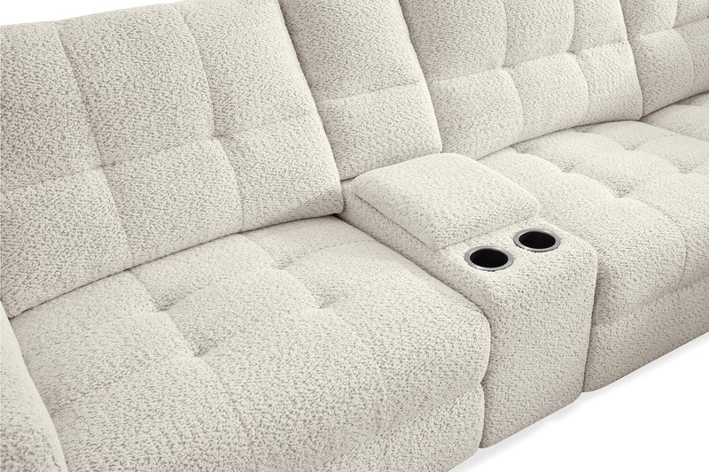 Scott Living Elevate Modular 7-Piece Left-Facing Chenille Fabric Power Reclining and Sliding Sectional - Beige