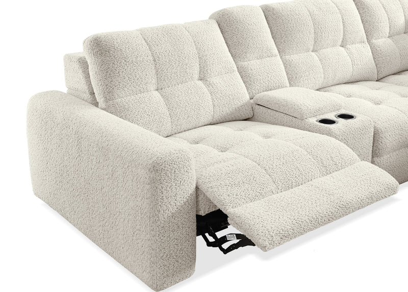 Scott Living Elevate Modular 7-Piece Left-Facing Chenille Fabric Power Reclining and Sliding Sectional - Beige