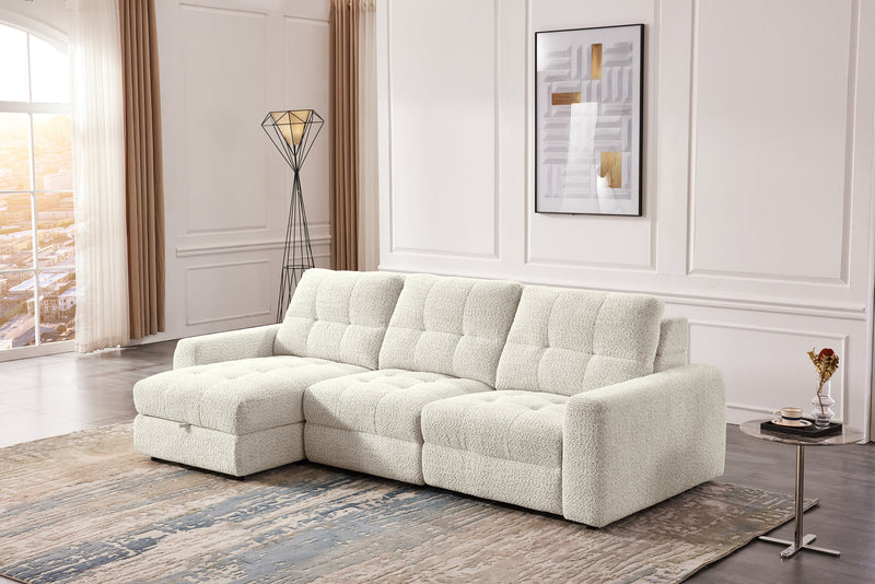 Scott Living Elevate Modular 3-Piece Left-Facing Chenille Fabric Power Reclining and Sliding Sectional - Beige