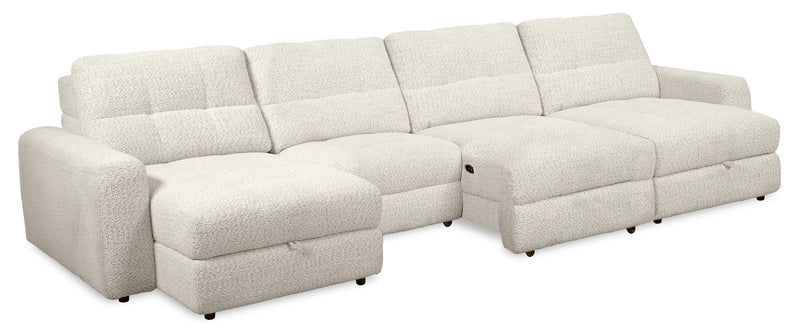 Scott Living Elevate Modular 4-Piece Chenille Fabric Power Sliding Sectional with Two Storage Chaises - Beige