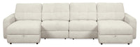 Scott Living Elevate Modular 4-Piece Chenille Fabric Power Sliding Sectional with Two Storage Chaises - Beige 