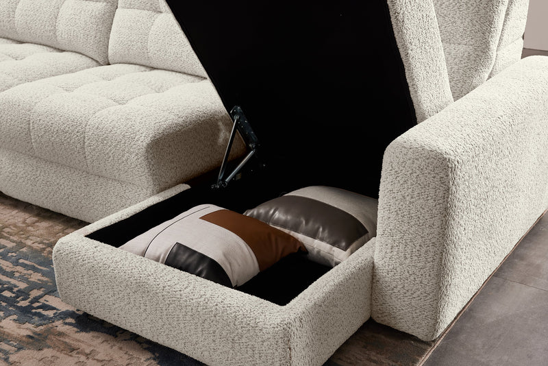 Scott Living Elevate Modular 4-Piece Chenille Fabric Power Sliding Sectional with Two Storage Chaises - Beige