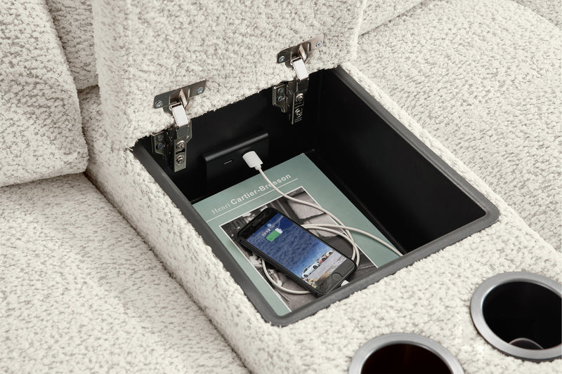 Scott Living Elevate Modular 6-Piece L-Shaped Chenille Fabric Power Reclining Sectional with Storage Console - Beige